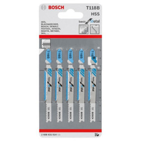 5 x Bosch T118B 92mm Thin Sheet Metal Jigsaw Blades