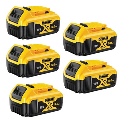 5 x Dewalt DCB184 5.0ah 18v XR Lithium Ion Li Ion Battery LED