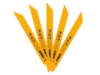 5 x Dewalt DT2354-QZ Bi-Metal Reciprocating Blade for Metal 203mm x 18 TPI