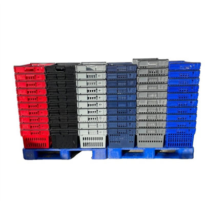 5 x Extra Deep Bail Arm Crates Plastic Stacking Warehouse Boxes 60 x 40 ...