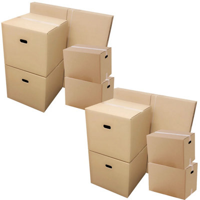 5 x Extra Large Size (21x21x16") Plain House Removal Cardboard Boxes With Carry Handles - 3