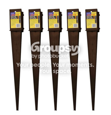 5 x Fence Post Holder Support Drive Down Spike Clamp Grip Brown for ...