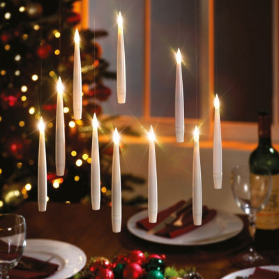 5 x Floating LED Flameless Candles Battery Powered Indoor Hanging Window or Table Lighting Decorations Each H15.5 x 1.5cm