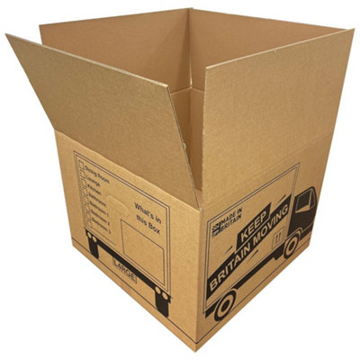 5 x Giant Cardboard Storage Packing Moving House Boxes with Carry Handles and Room List 52cm x 52cm x 40cm - 4