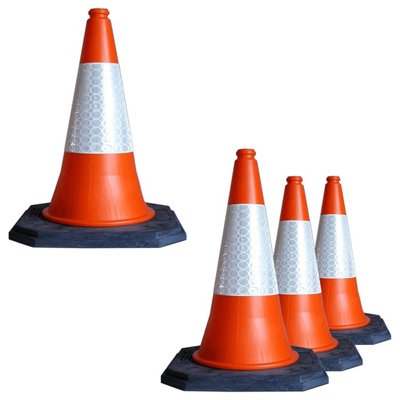 5 x High Visibility Self Weighted 75cm Wind Resistant Portable Heavy Duty Reflective Orange Safety Traffic Cones