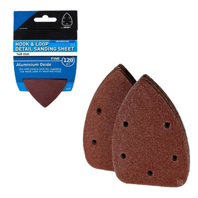 5 x Hook and Loop 140mm Detail Sanding Sheets 120 Grit Triangle ...