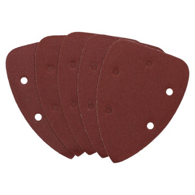 5 x Hook And Loop Detail Sanding Pads Discs 140mm Triangular 60 Grit Coarse