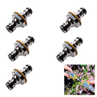 5 x Hozelock 2044 Pro Metal Double Ended Male Garden Hose Pipe End Connector