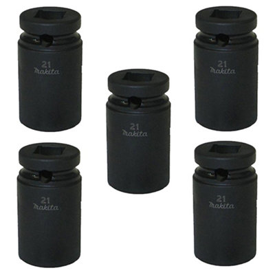 5 x Makita 134833-2 1/2" 21mm Scaffolders Impact Socket 52mm Long Retaining Pin