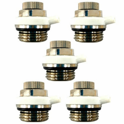 5 x Manual Heated Towel Rail Radiator Air Vent Bleed Plug Valve Set Chrome White