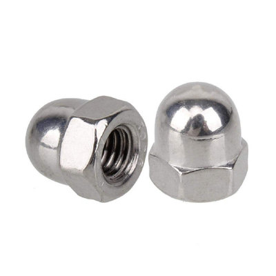 5 x Metric Hexagonal M6 Dome Nuts, Standard Pitch,