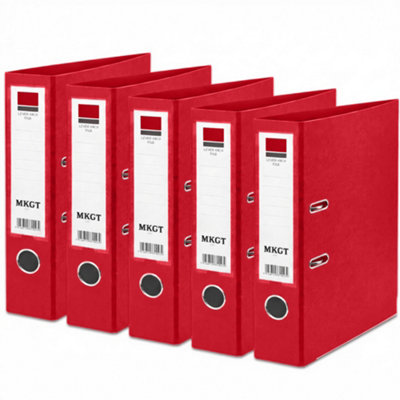 5 x Red Lever Arch File A4 Ring Binder Folder Files Office Document Storage