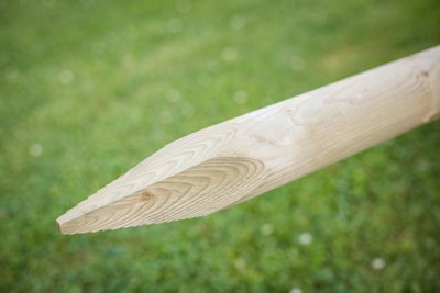 5 x Round Wooden Fence Posts Stakes HC4 Pressure Treated 1.8m tall x 75mm Diameter