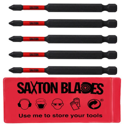 5 x Saxton 89mm PH1 Magnetic Impact Screwdriver Driver Bits Set Phillips