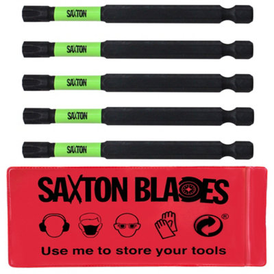 5 x Saxton 89mm TX40 Magnetic Impact Screwdriver Driver Bits Set Torx Heavy Duty