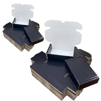 5 x Shiny Black (6" x 4" x 1.5") Coloured Cardboard Postal Shipping Mailing Die Cut Boxes