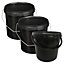 5 x Strong Heavy Duty 10L Black Multi-Purpose Plastic Storage Buckets With Lid & Handle