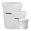 5 x Strong Heavy Duty 20L White Multi-Purpose Plastic Storage Buckets With Lid & Handle