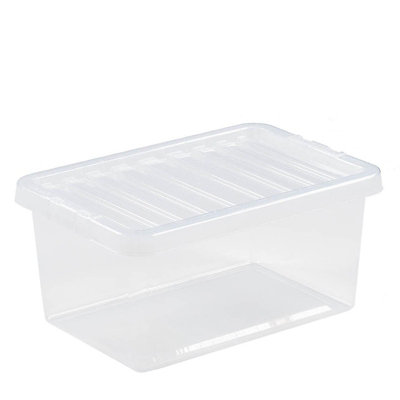 5 x Wham Crystal 11L Stackable Plastic Storage Box & Lid Clear