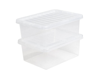 5 x Wham Crystal 17L Stackable Plastic Storage Box & Lid Clear