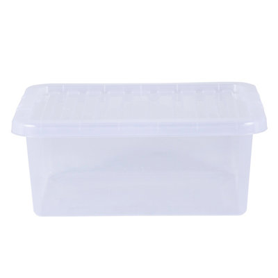 5 x Wham Crystal 17L Stackable Plastic Storage Box & Lid Clear - 3