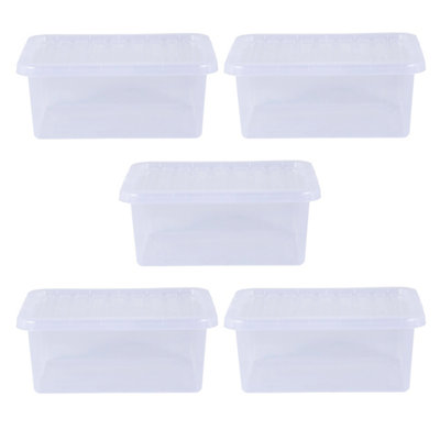 5 x Wham Crystal 17L Stackable Plastic Storage Box & Lid Clear - 4