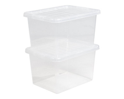 5 x Wham Crystal 25L Stackable Plastic Storage Box & Lid Clear