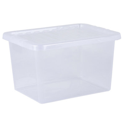 5 x Wham Crystal 25L Stackable Plastic Storage Box & Lid Clear