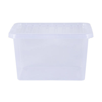 5 x Wham Crystal 25L Stackable Plastic Storage Box & Lid Clear