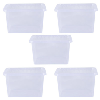 5 x Wham Crystal 25L Stackable Plastic Storage Box & Lid Clear - 4