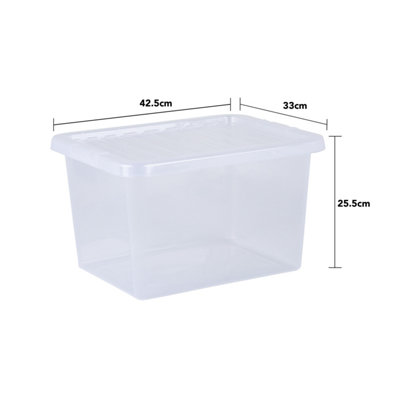 5 x Wham Crystal 25L Stackable Plastic Storage Box & Lid Clear - 5
