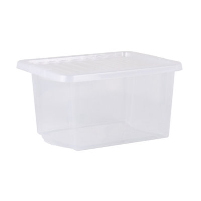 5 x Wham Crystal 28L Stackable Plastic Storage Box & Lid Clear