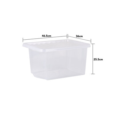 5 x Wham Crystal 28L Stackable Plastic Storage Box & Lid Clear - 5
