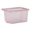 5 x Wham Crystal 28L Stackable Plastic Storage Box & Lid Tint Dusky Orchid