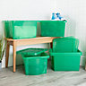 5 x Wham Crystal 28L Stackable Plastic Storage Box & Lid Tint Leprechaun Green
