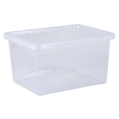5 x Wham Crystal 31L Stackable Plastic Storage Box & Lid Clear