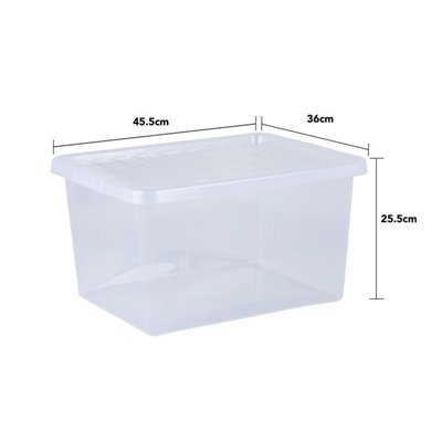 5 x Wham Crystal 31L Stackable Plastic Storage Box & Lid Clear