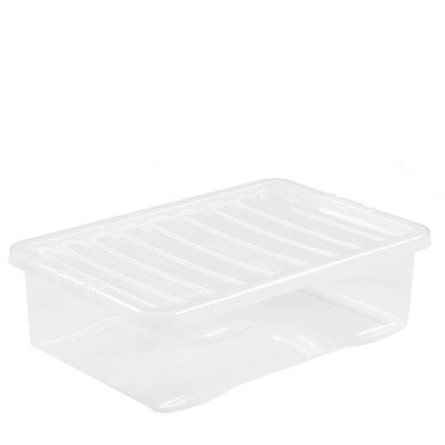 5 x Wham Crystal 32L Stackable Plastic Storage Box & Lid Clear