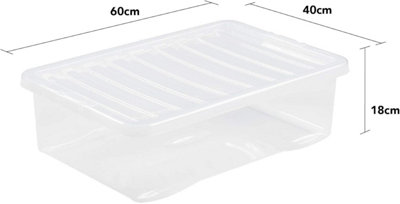 5 x Wham Crystal 32L Stackable Plastic Storage Box & Lid Clear - 3