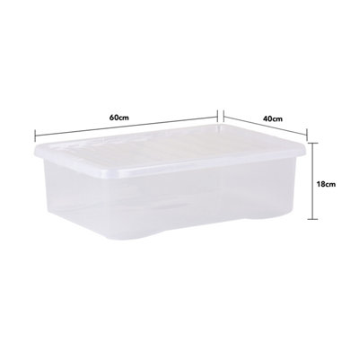 5 x Wham Crystal 32L Stackable Plastic Storage Box & Lid Clear - 4