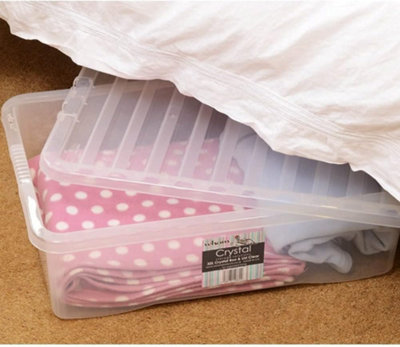 5 x Wham Crystal 32L Stackable Plastic Storage Box & Lid Clear - 5
