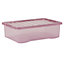 5 x Wham Crystal 32L Stackable Plastic Storage Box & Lid Tint Dusky Orchid