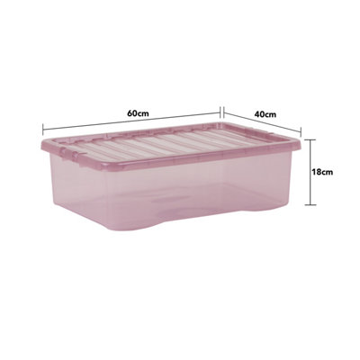 5 x Wham Crystal 32L Stackable Plastic Storage Box & Lid Tint Dusky Orchid - 5