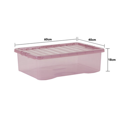 5 x Wham Crystal 32L Stackable Plastic Storage Box & Lid Tint Dusky Orchid - 6