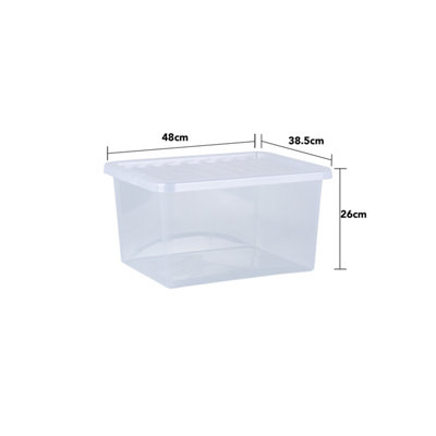 5 x Wham Crystal 37L Stackable Plastic Storage Box & Lid Clear - 5