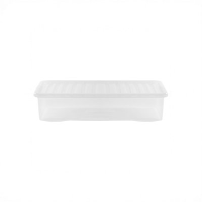 5 x Wham Crystal 42L U/bed Stackable Plastic Storage Box & Lid Clear