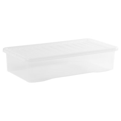 5 x Wham Crystal 42L U/bed Stackable Plastic Storage Box & Lid Clear - 3
