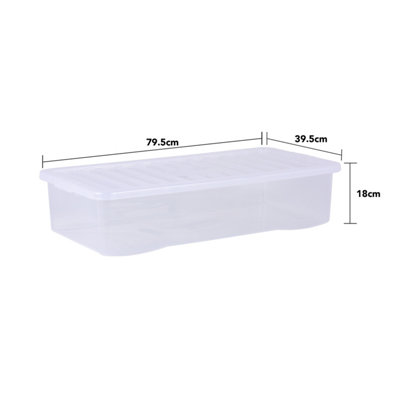 5 x Wham Crystal 42L U/bed Stackable Plastic Storage Box & Lid Clear - 6