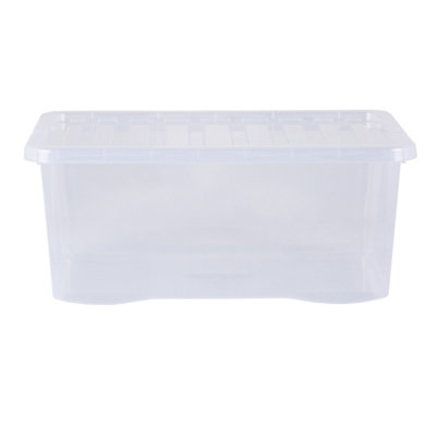 5 x Wham Crystal 45L Stackable Plastic Storage Box & Lid Clear - 3