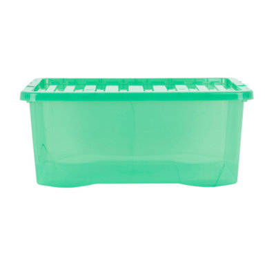 5 x Wham Crystal 45L Stackable Plastic Storage Box & Lid Tint Leprechaun Green - 3